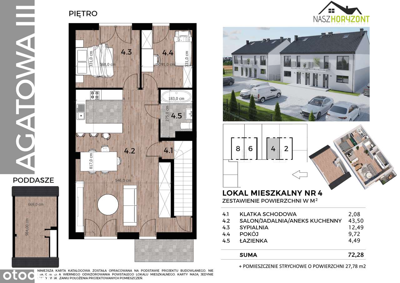 Mieszkanie z ogródkiem lub balkonem + strychem - Oleśnica Rataje S8 - Pełny obrazek: 4/4