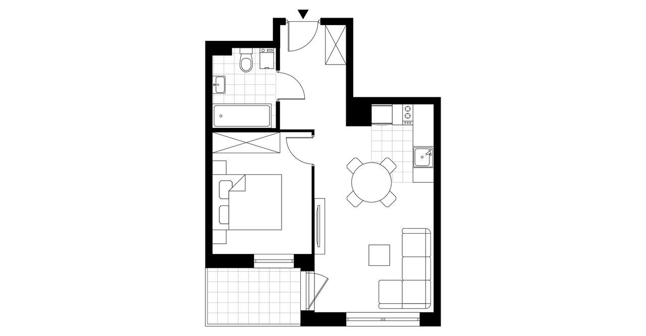 2-pokojowe mieszkanie 39m2 + loggia - Pełny obrazek: 4/9