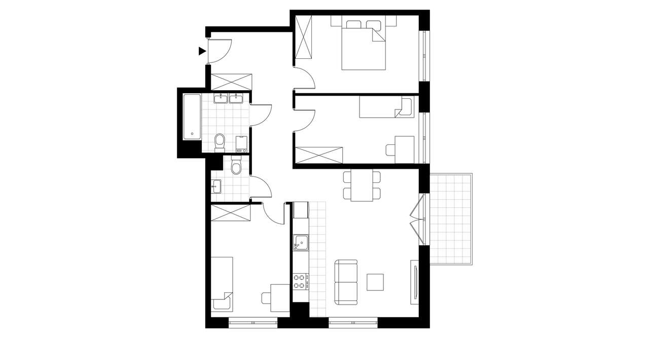 4-pokojowe mieszkanie 80m2 + balkon - Pełny obrazek: 3/8