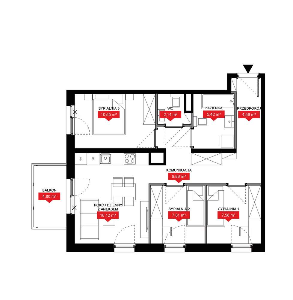 Mieszkanie z balkonem - dla rodziny– Bociana 5, północny Kraków-1