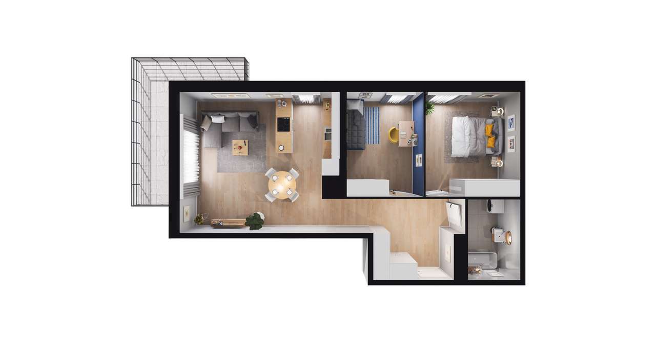 3-pokojowe mieszkanie 67m2 + balkon Bezpośrednio - Pełny obrazek: 2/8