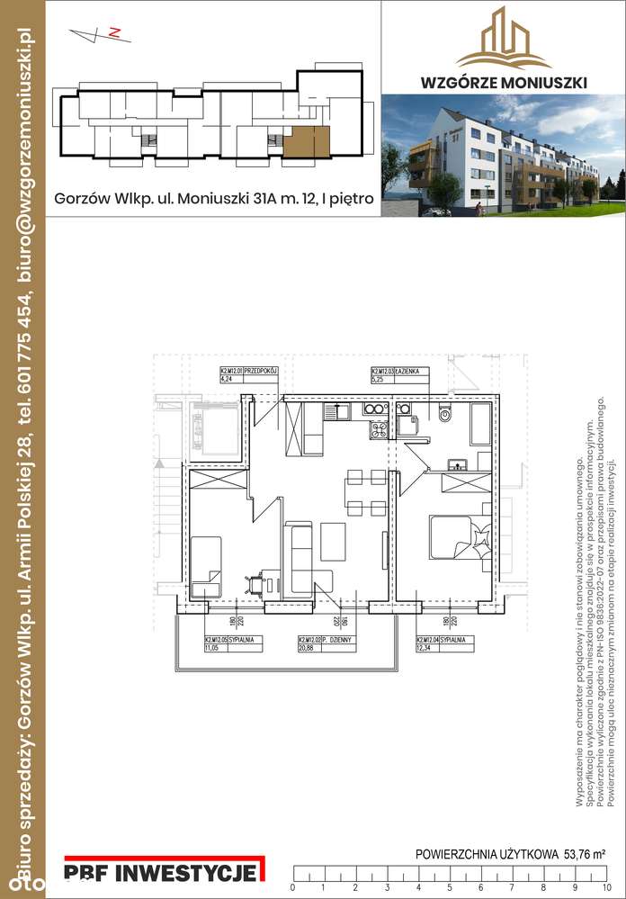 Mieszkanie 3-pokojowe z balkonem, Moniuszki 31AM12 - Pełny obrazek: 2/7