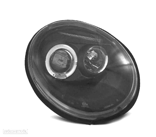 FARÓIS FRONTAIS ANGEL EYES PARA VOLKSWAGEN VW BEETLE.98-05 FUNDO PRETO - 2