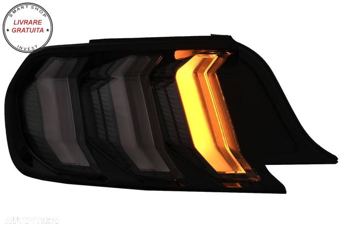 Stopuri Full LED compatibile cu Ford Mustang VI S550 (2015-2019) Fumuriu Clar Semn- livrare gratuita - 8