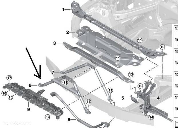 BMW 4 20-24r G22 G23 G24 G26 WSPORNIK  POPRZECZKA ROZPÓRKA PRZÓD PASA PRZEDNIEGO 9464967 - 7