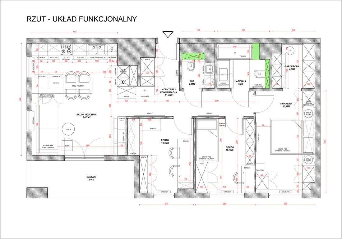 Elegancja w odcieniach granatu | 80 m² | 4 pokoje z widokiem na niebo-19