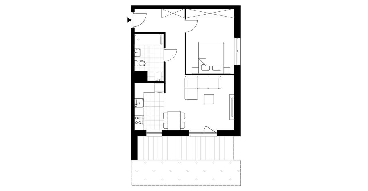 2-pokojowe mieszkanie 47m2 + ogródek - Pełny obrazek: 3/8