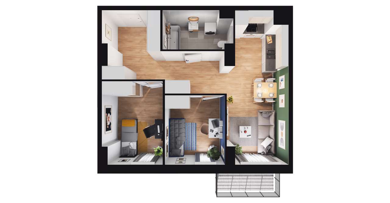 3-pokojowe mieszkanie 52m2 Bez Prowizji - Pełny obrazek: 2/8