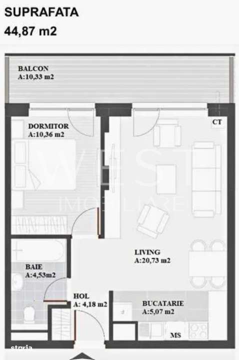 Apartament 2 camere, terasa 10mp/Parcare subterana/Eroilor Residence - Imagine principală: 5/5