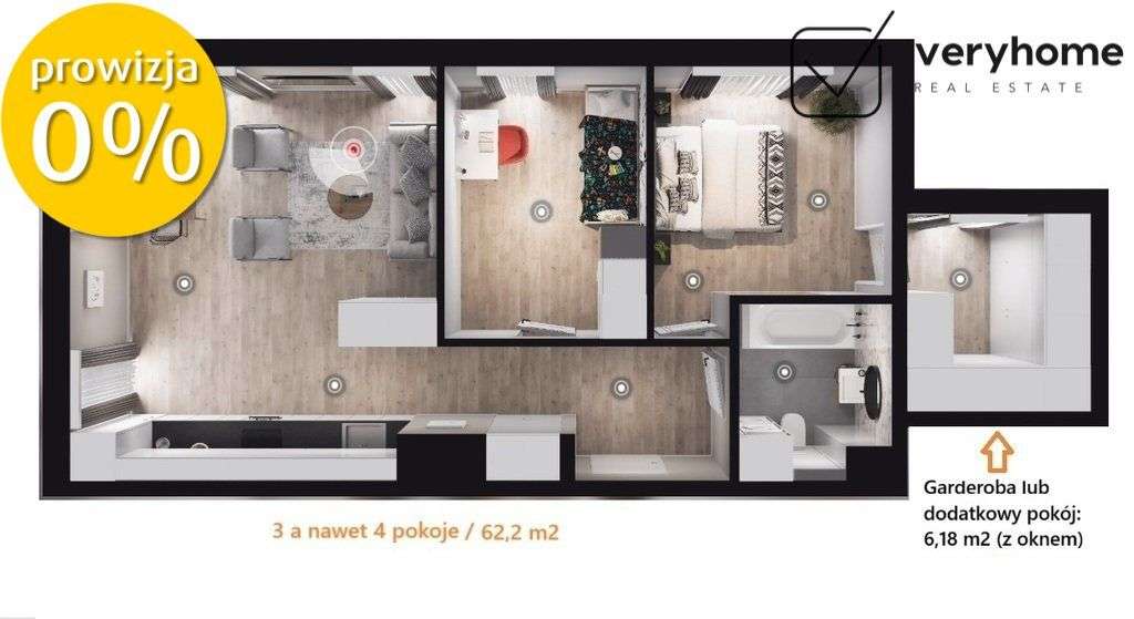 3 pokoje z garderobą 6m2 ! Wysoki standard, park - Pełny obrazek: 2/12