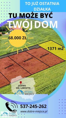 Atrakcyjna działka bud. w Jeżewie koło Łabiszyna