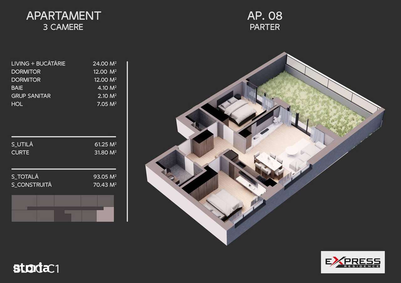 Apartament 3 camere, curte proprie, Parcul Tudor Arghezi, rond Metro-6