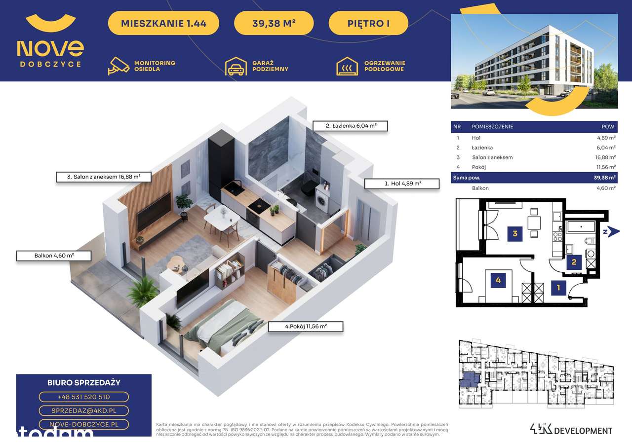 Nove Dobczyce | mieszkanie 2-pok. | 44 - Pełny obrazek: 2/7