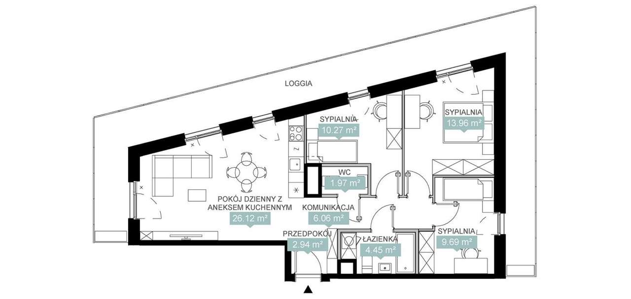 4-pokojowe mieszkanie 75 m² + loggia Bez Prowizji - Widok 2