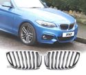 GRELHA FRONTAL PARA BMW SERIE 2 LOOK M-PERFORMANCE COR PRETO CROMADO - 1