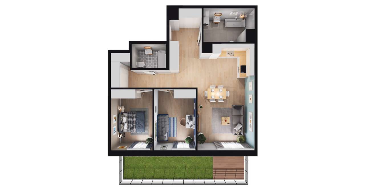 3-pokojowe mieszkanie 77m2 + ogródek Bez Prowizji - Pełny obrazek: 2/8