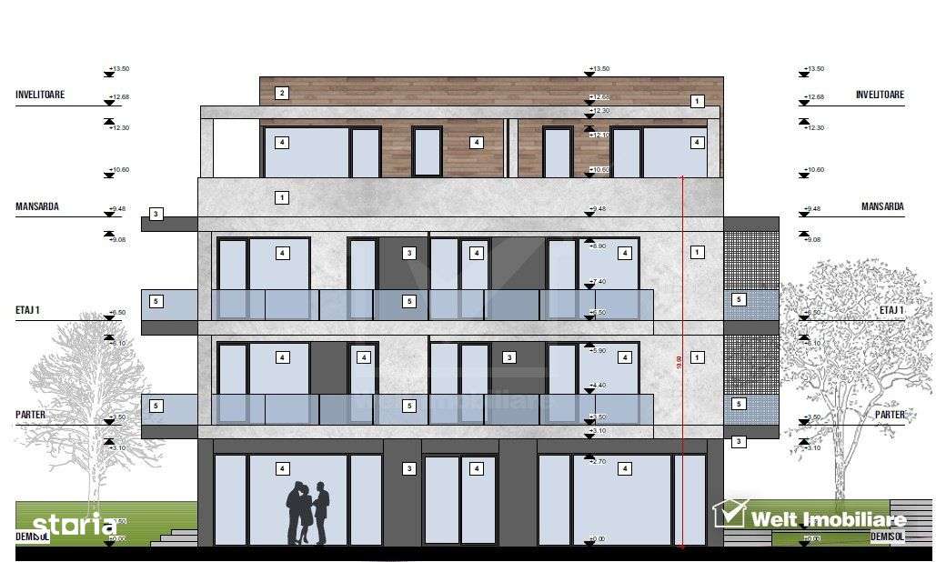 Apartament 2cam tip penthouse, terasa 116mp, imobil nou Apahida - Imagine principală: 3/4