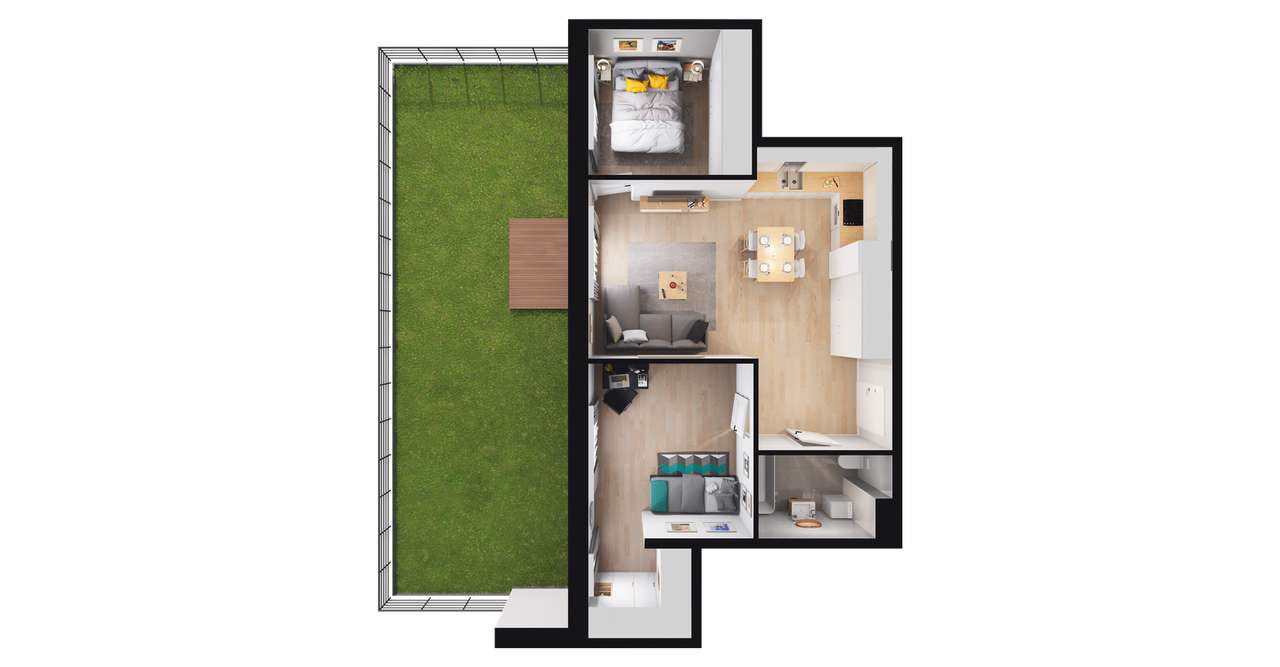 3-pokojowe mieszkanie 53m2 + ogródek Bez Prowizji - Pełny obrazek: 2/8