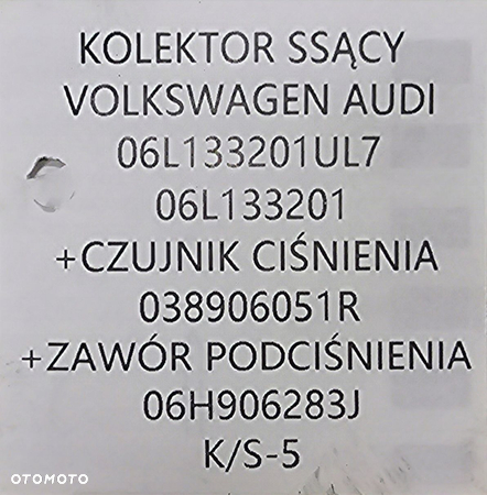 ORG KOLEKTOR SSĄCY + CZUJNIK + ZAWÓR VW / SEAT / SKODA / AUDI - 06L1333201 - 8