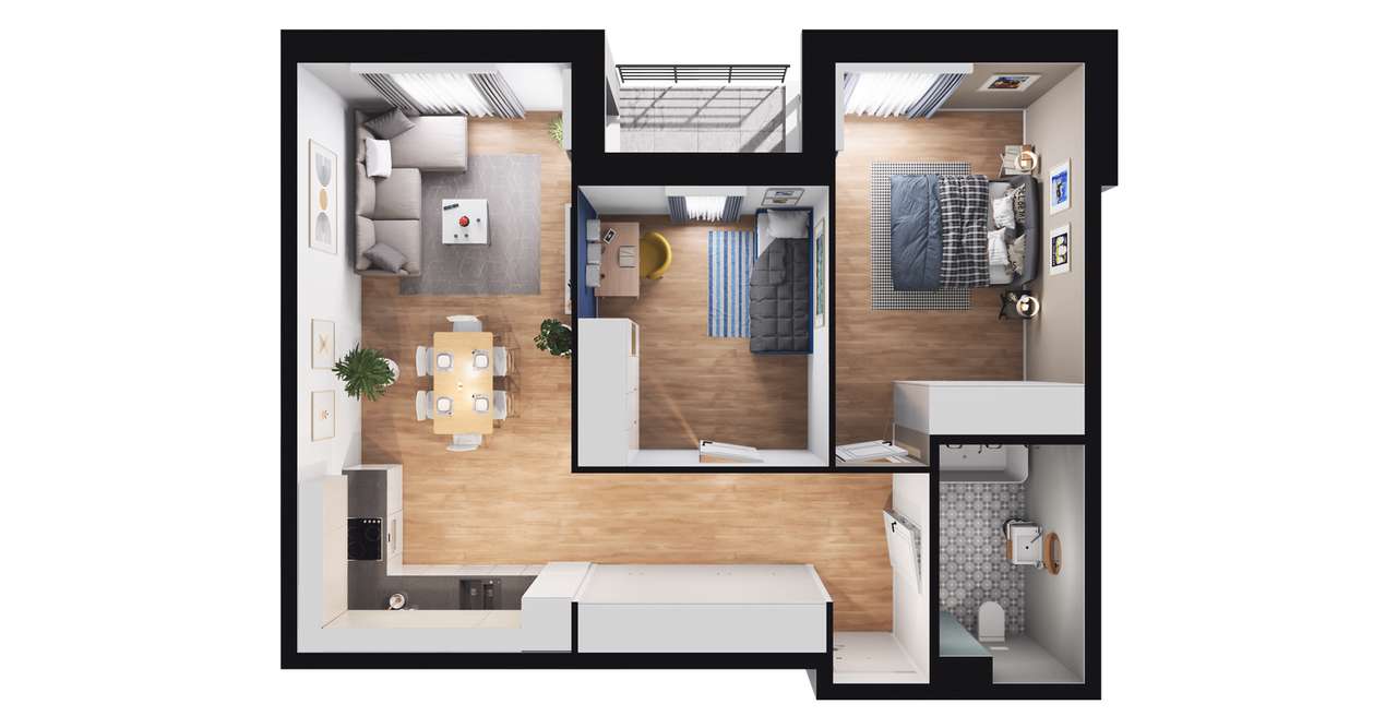 3-pokojowe mieszkanie 63m2 + balkon Bezpośrednio - Pełny obrazek: 3/9