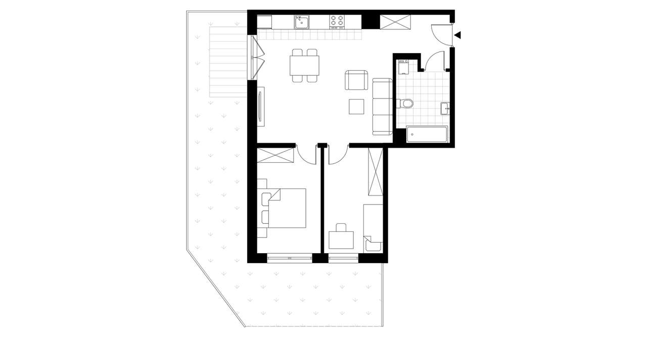 3-pokojowe mieszkanie 57m2 + ogródek Bezpośrednio - Pełny obrazek: 3/7