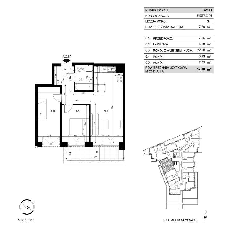 Gotowe 3 pokoje  57 m2-Ostatnie piętro-Zakrzówek - Pełny obrazek: 2/7