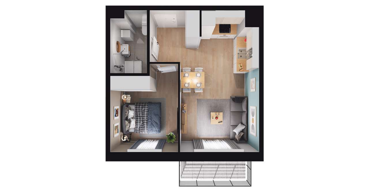 2-pokojowe mieszkanie 36m2 + balkon Bez Prowizji - Pełny obrazek: 2/8