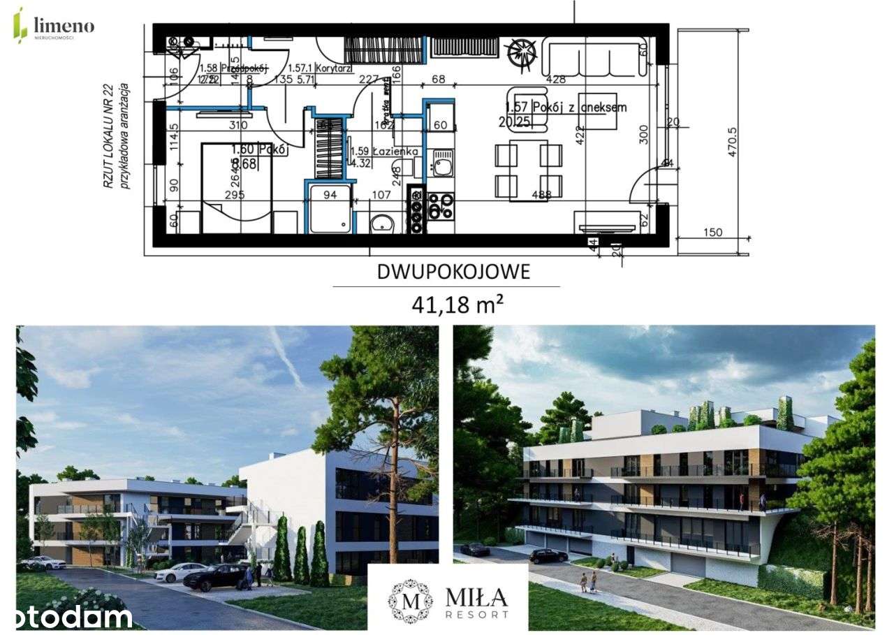 Apartament - dwa pokoje - 41,18 m2 - Miła Resort-1