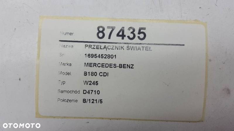 PRZEŁĄCZNIK ŚWIATEŁ MERCEDES W245 EU 1695452801 - 7