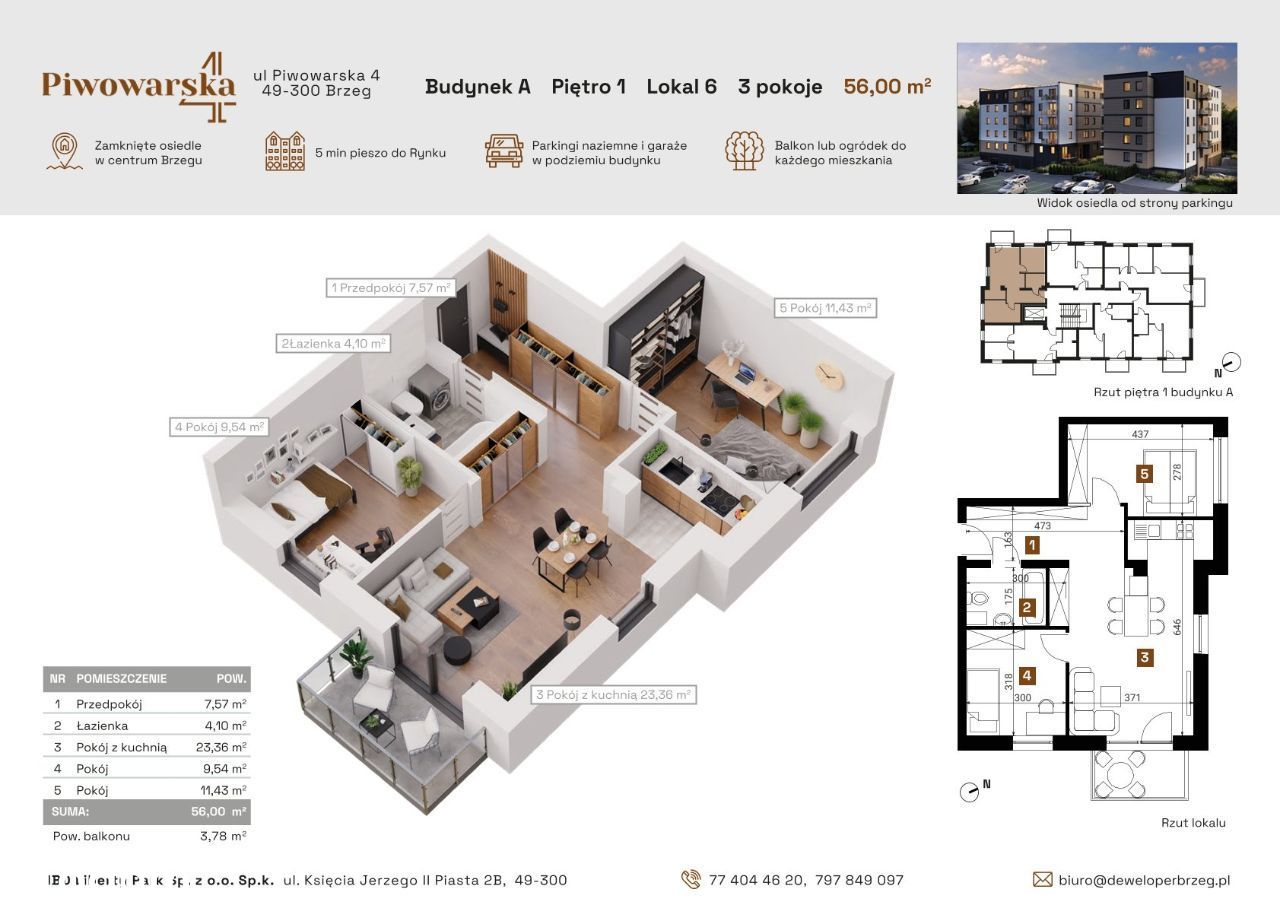 Mieszkanie o powierzchni 56,00 m2