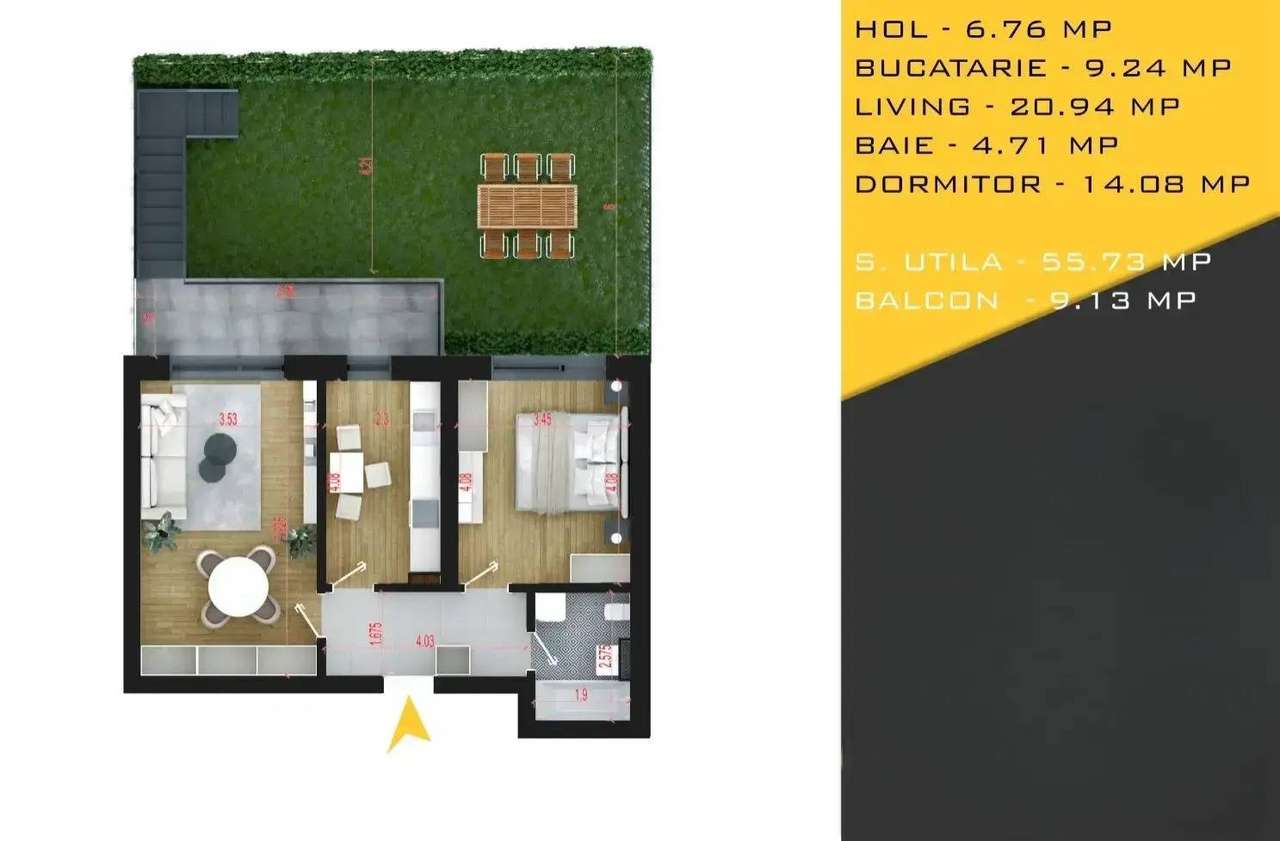 Titan Pallady Apartament 2 Camere Decomandat cu gradina generoasa 63mp-5