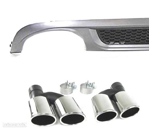 DIFUSOR PARA AUDI A4 B8 SEDAN AVANT 07-11 LOOK RS SAÍDA DUPLA + PONTEIRAS ESCAPE - 2