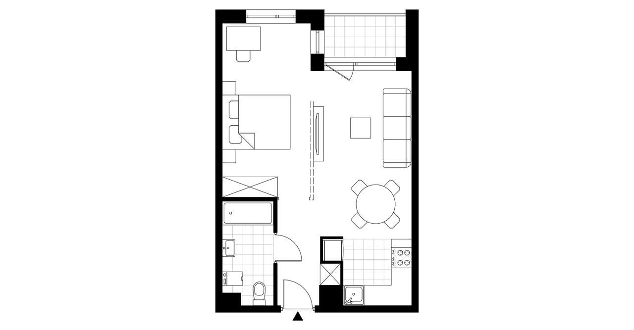 1-pokojowe mieszkanie 39m2 + loggia - Pełny obrazek: 3/6