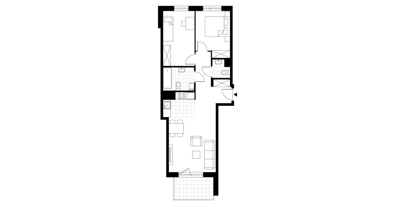 3-pokojowe mieszkanie 58m2 + loggia Bezpośrednio - Pełny obrazek: 3/8