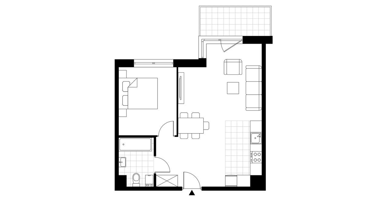 2-pokojowe mieszkanie 46m2 + balkon Bezpośrednio - Pełny obrazek: 3/8