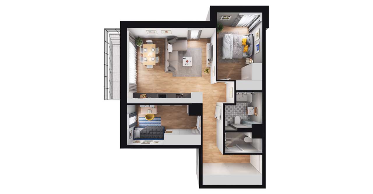 4-pokojowe mieszkanie 70m2 + balkon - Pełny obrazek: 2/8