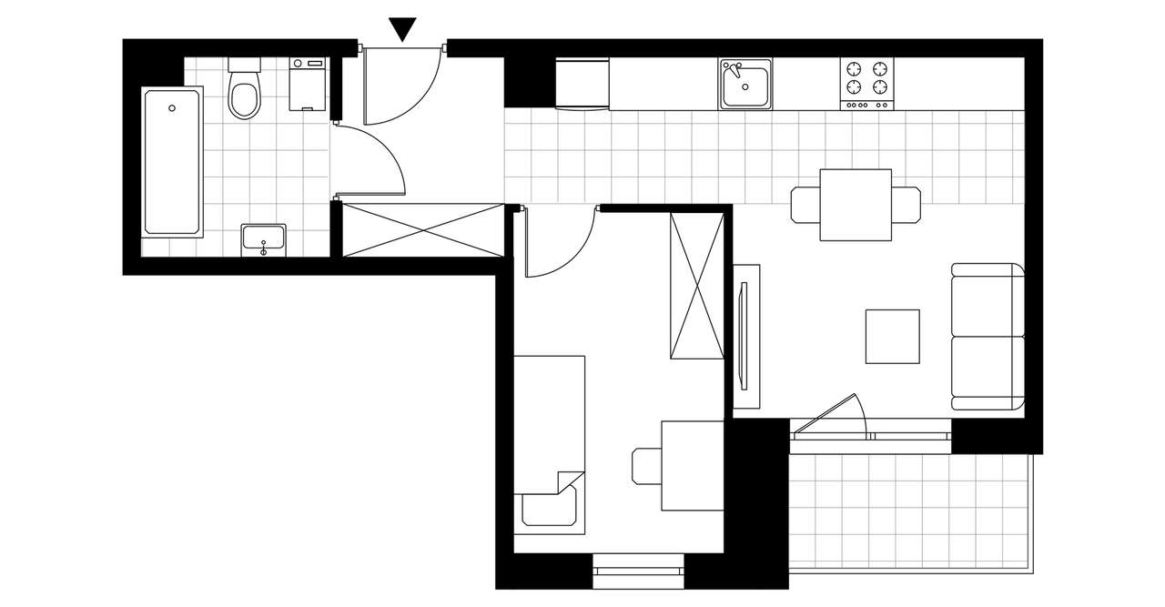 2-pokojowe mieszkanie 35m2 + loggia Bezpośrednio - Pełny obrazek: 3/7