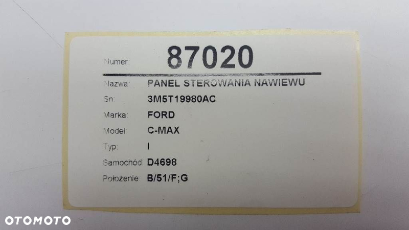 PANEL NAWIEWU FORD C-MAX 2004 3M5T19980AC - 8