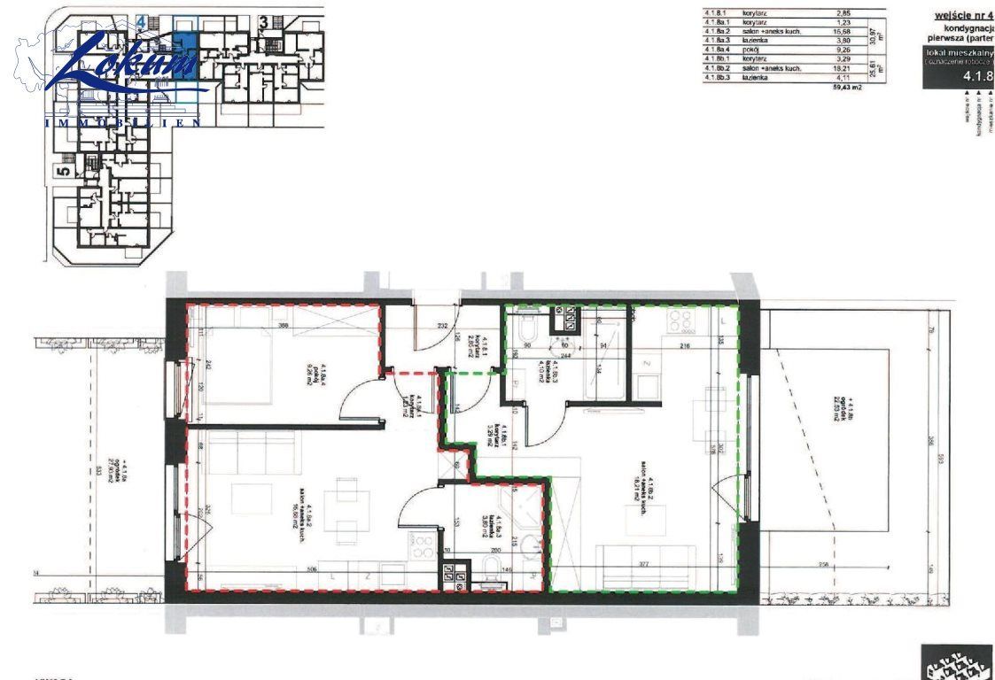 Mieszkanie, 59,43 m², Leszno