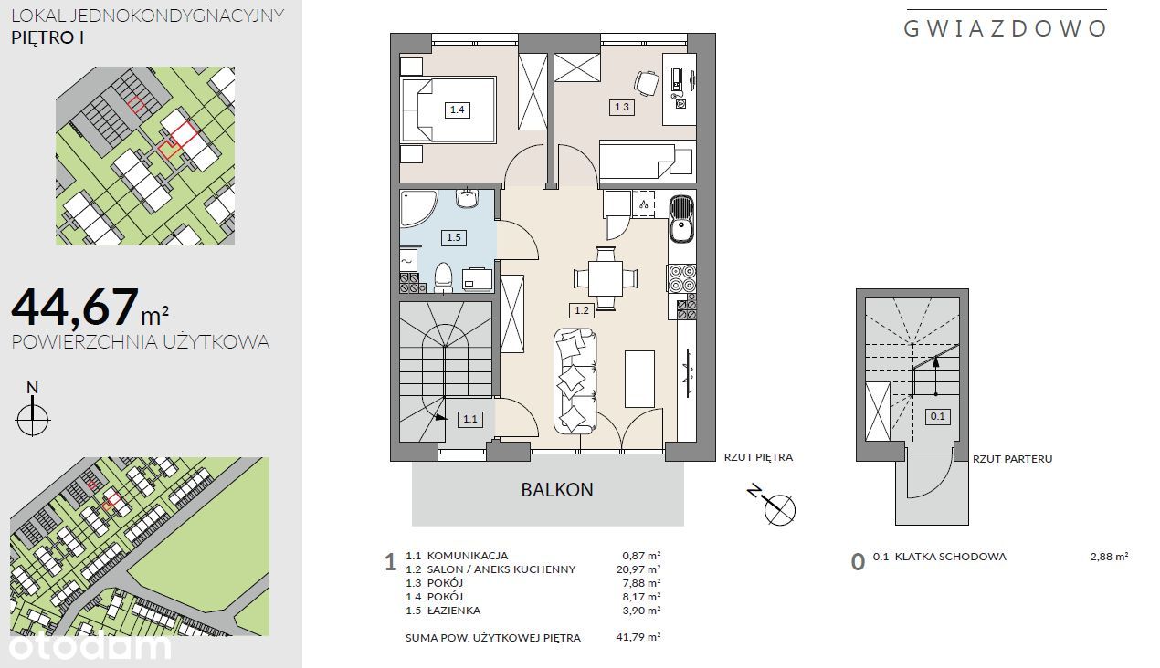 3 pok. 45 m2 + poddasze 20 m2 +ogród+20 min P-Ń