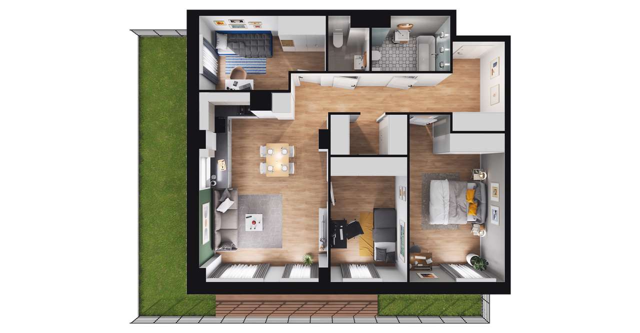 4-pokojowe mieszkanie 75m2 + ogródek Bez Prowizji - Pełny obrazek: 2/8