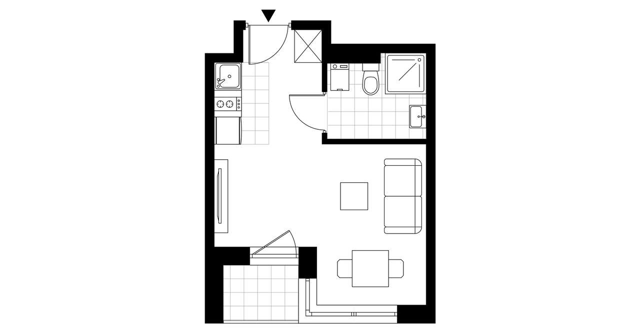 1-pokojowy apartament inwestycyjny 24m2 + loggia - Pełny obrazek: 3/8