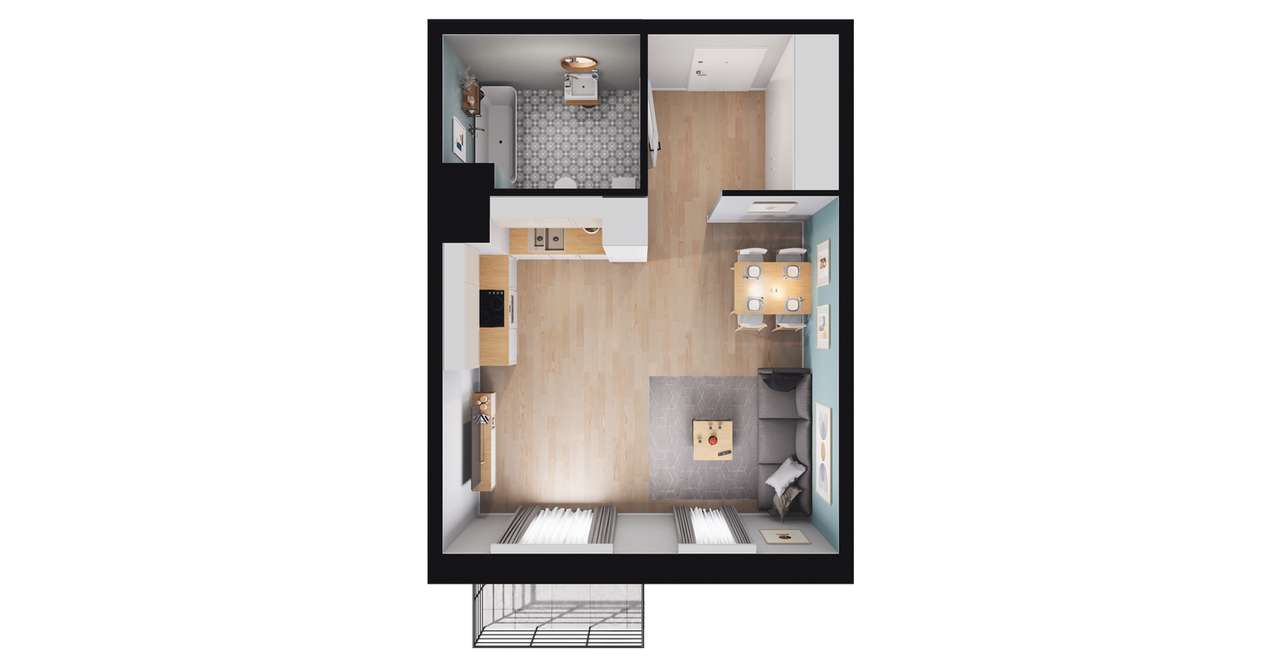 1-pokojowe mieszkanie 35m2 + balkon Bez Prowizji - Pełny obrazek: 2/8