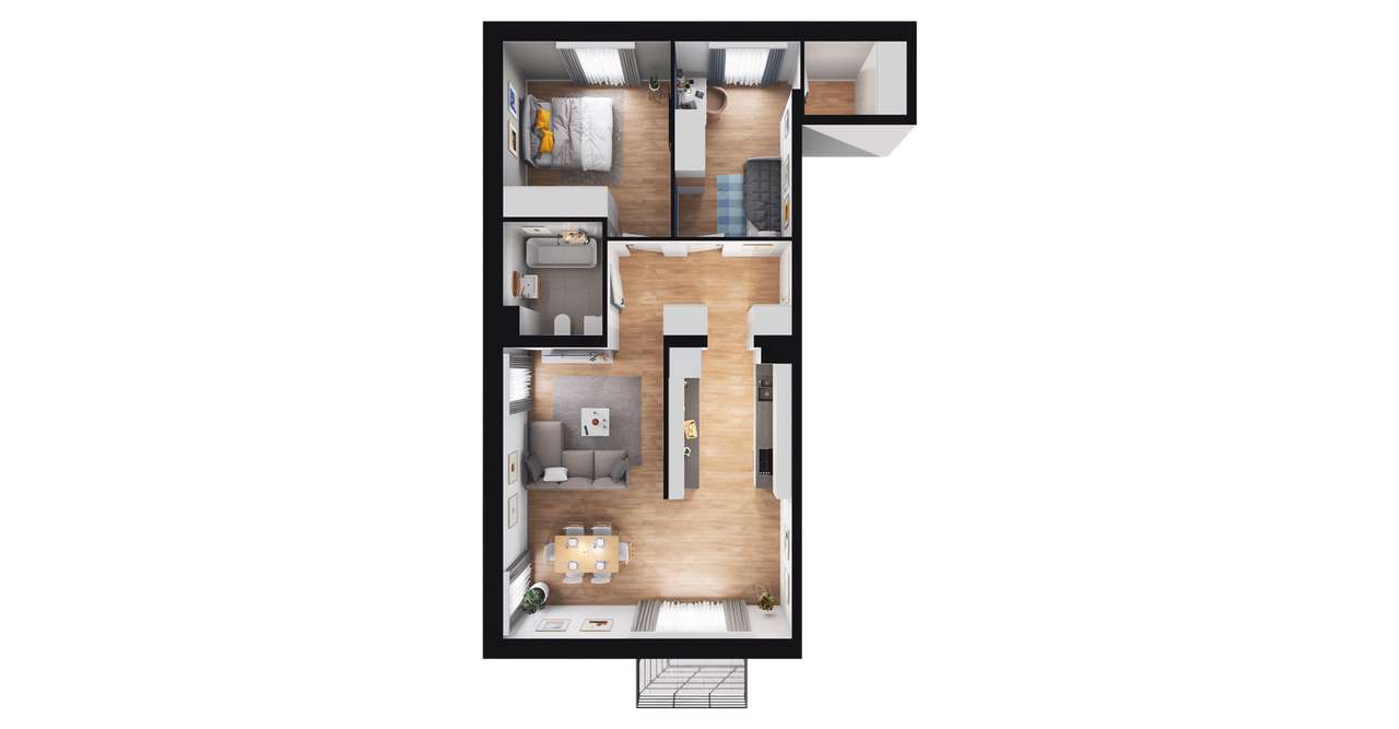 3-pokojowe mieszkanie 64m2 + balkon - Pełny obrazek: 2/7