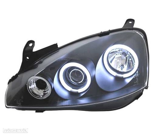 FARÓIS ANGEL EYES CCFL PARA OPEL CORSA C 00-06 FUNDO PRETO - 3