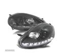 FARÓIS FRONTAIS LUZ DIURNA REAL DAY LIGHT PARA FIAT GRANDE PUNTO. FUNDO PRETO - 1