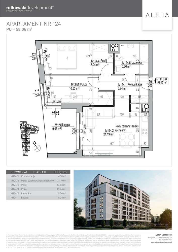 3-pokojowe mieszkanie 58m2 + loggia Bezpośrednio - Pełny obrazek: 2/7