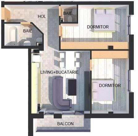 Apartament de 3 camere, 65 mp, balcon, finisat, zona Poligon - Imagine principală: 5/5