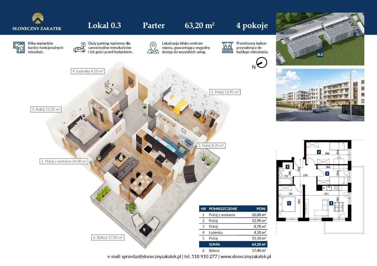 Mieszkanie | Apartament 63,2 m² | Centrum | Windy