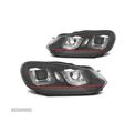 FAROIS FRONTAIS PARA VOLKSWAGEN VW GOLF MK6 08-12 LUZ DIURNA FUNDO PRETO VERMELHOS - 1